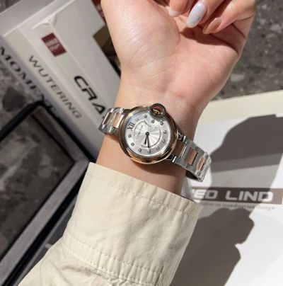 Cartier Premium Quartz Movement 28/33MM Precise Rose Gold Bezel Women White Watch